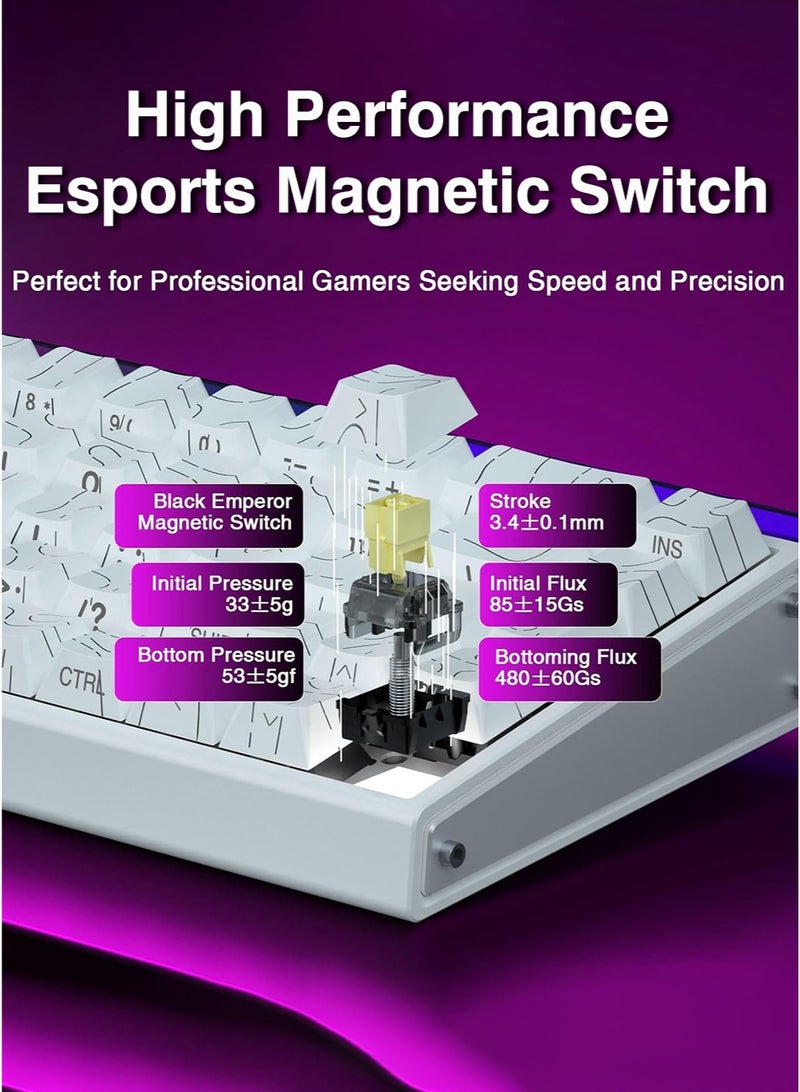 AULA Hero 68HE RGB Gaming Keyboard 65% Wired with Adjustable Actuation,Hall Effect Magnetic Switch,8KHz Polling Rate,RGB Backlit,Neon Lightbox,Tray Mount,Side Printed Keycap(White) - Image 2